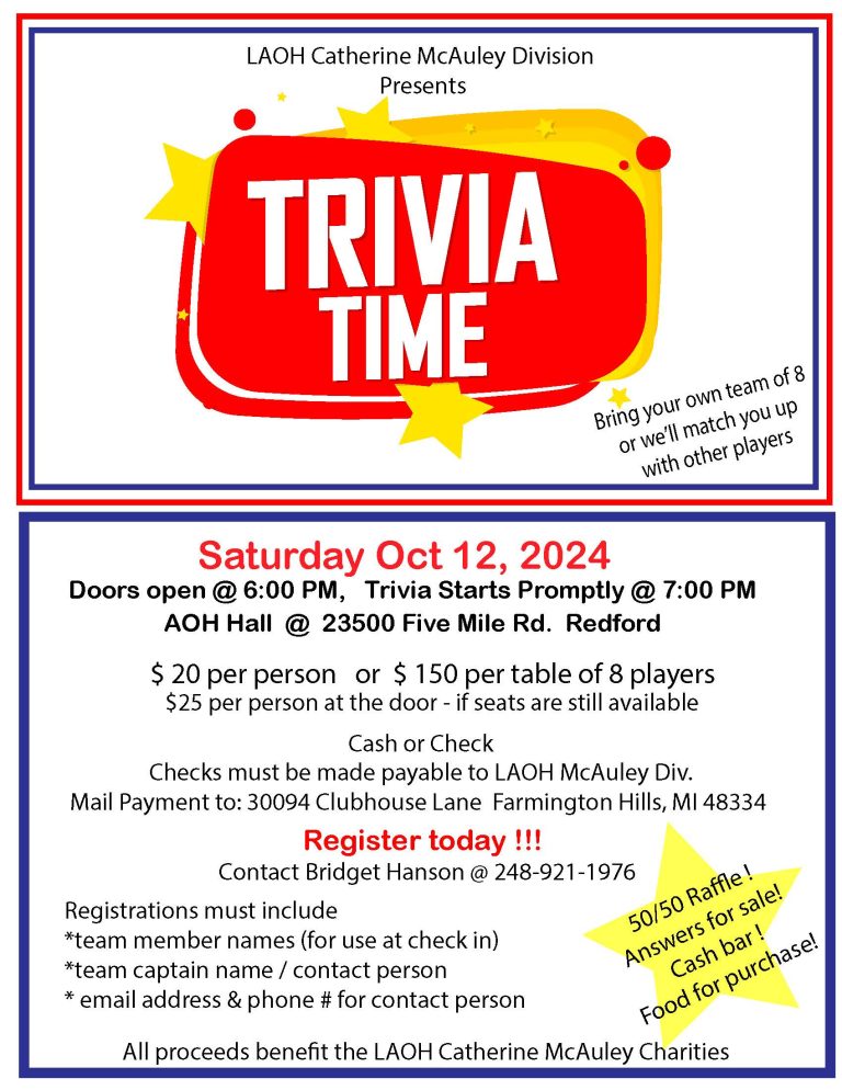 Oct 12,2024 McAuley Division Trivia Night Fundraiser​